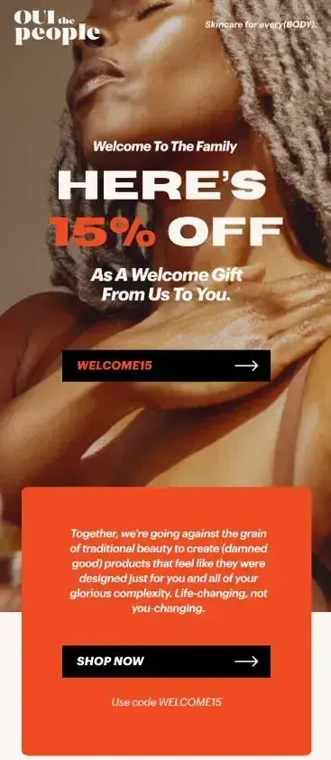 welcome email example from oui the people