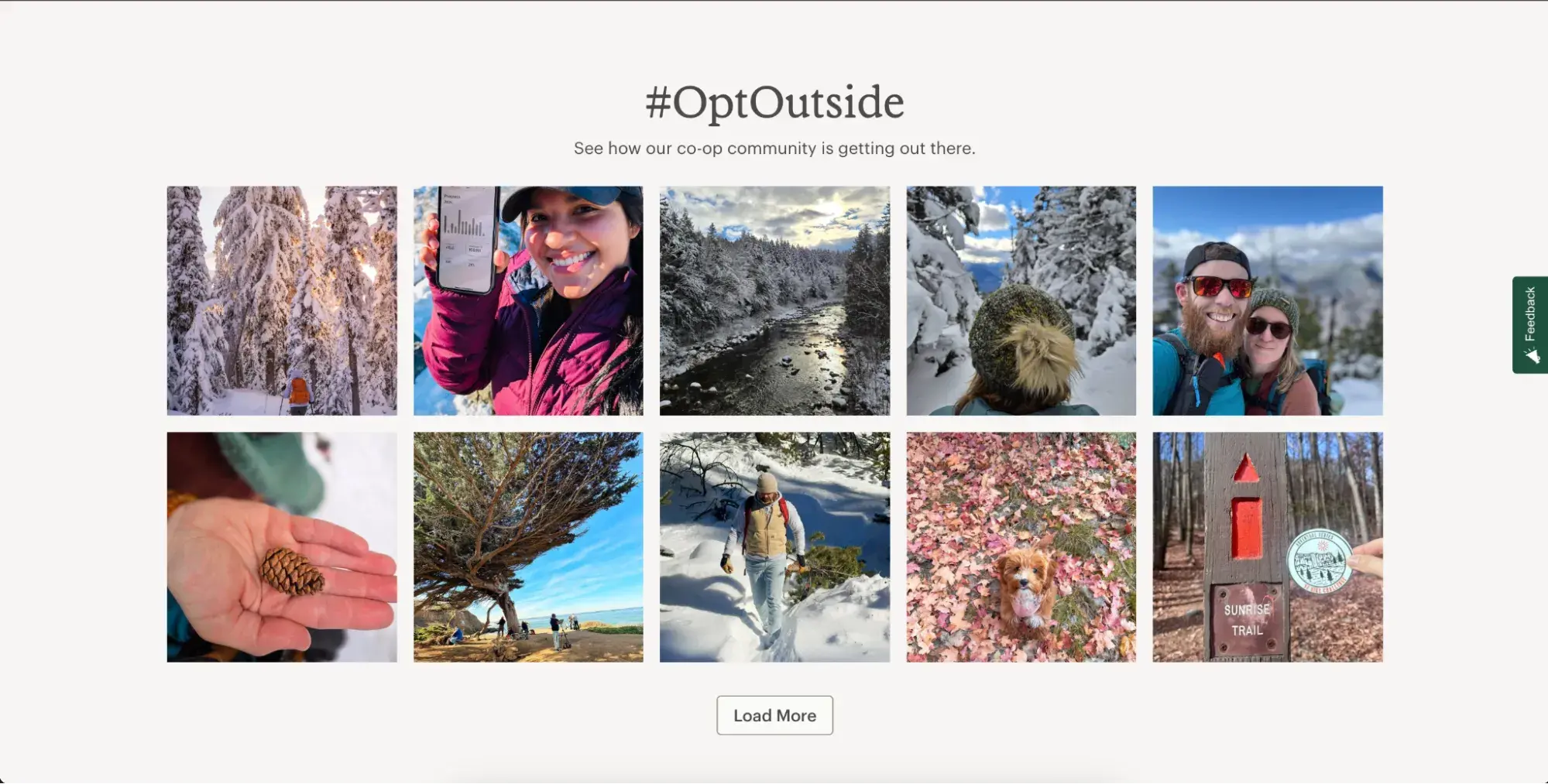 screenshot showing the #optoutside hashtag ugc highlights on reis website