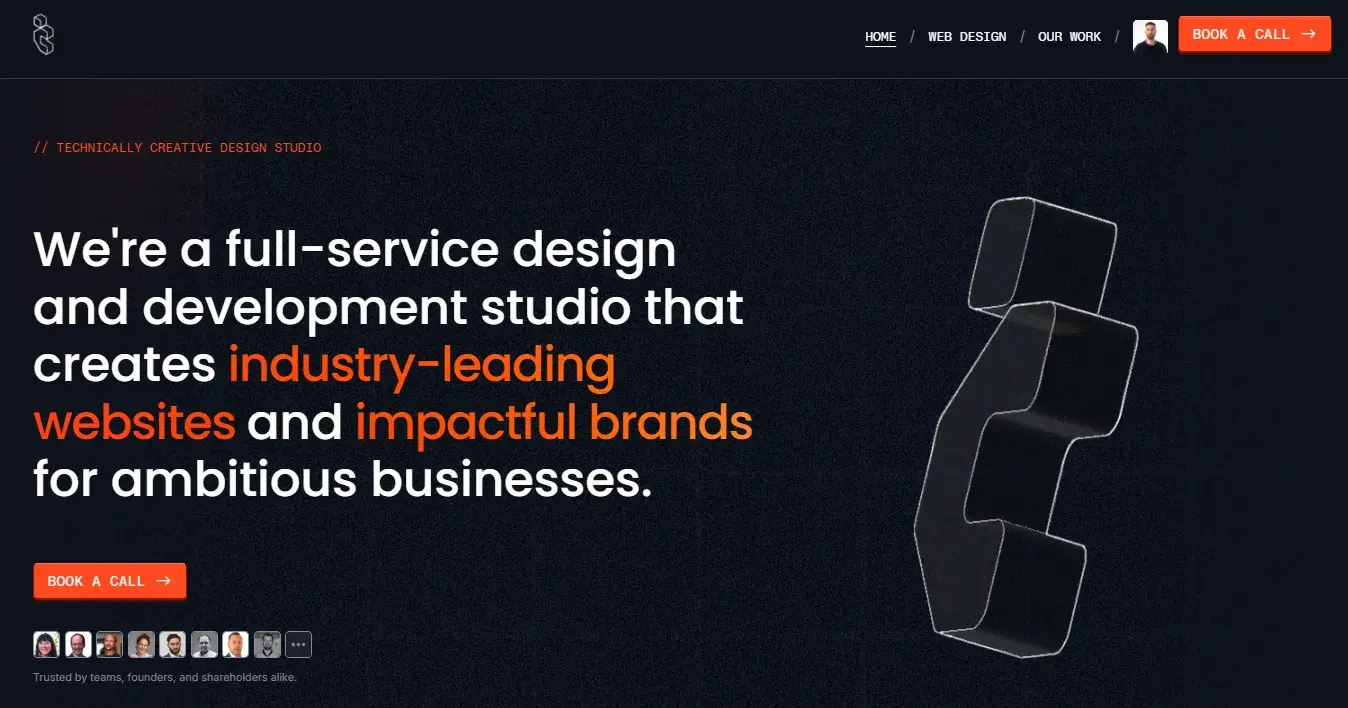example of clarity; a component that makes a good website. the hero section of technically creatives hero section outlines what they do and who for.