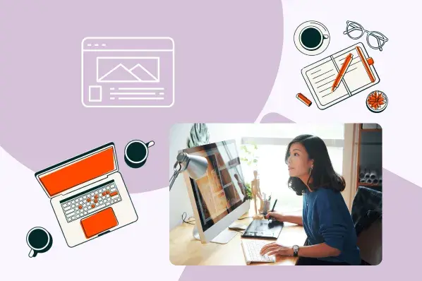 Woman using wireframing tools on her computer