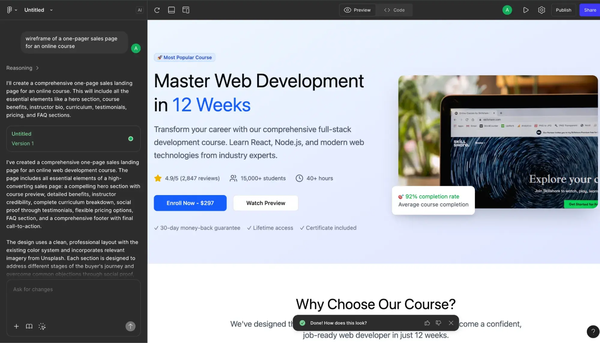 a website design generated by figma make