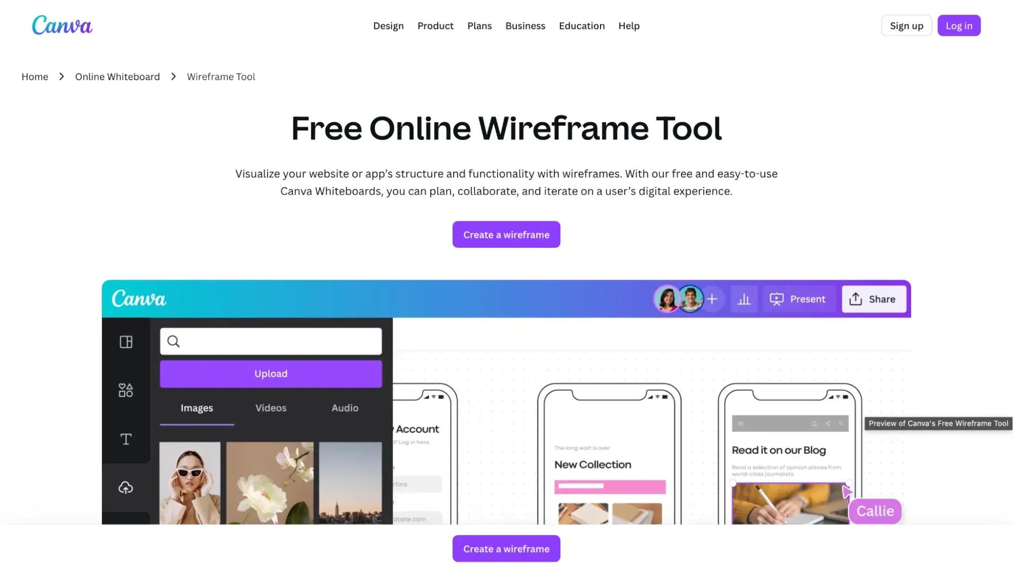 wireframing tools: canva
