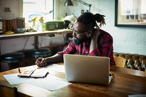 Person working on WordPress plugin development  in a home office