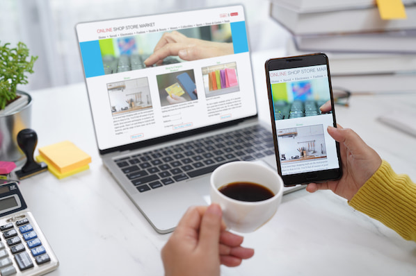 Person looking at a potential WordPress sports theme