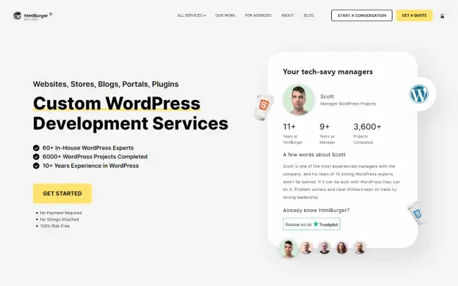 WordPress web design company htmlBurgers website