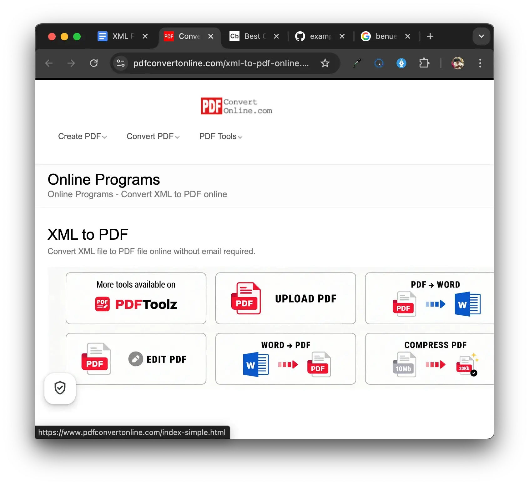 xml file pdf convert online