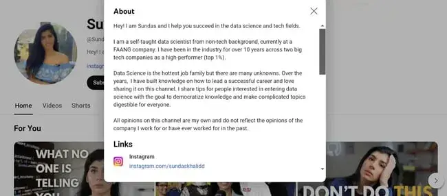 youtube description, sundas khalid