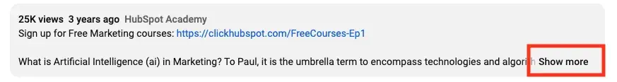 youtube description, academy
