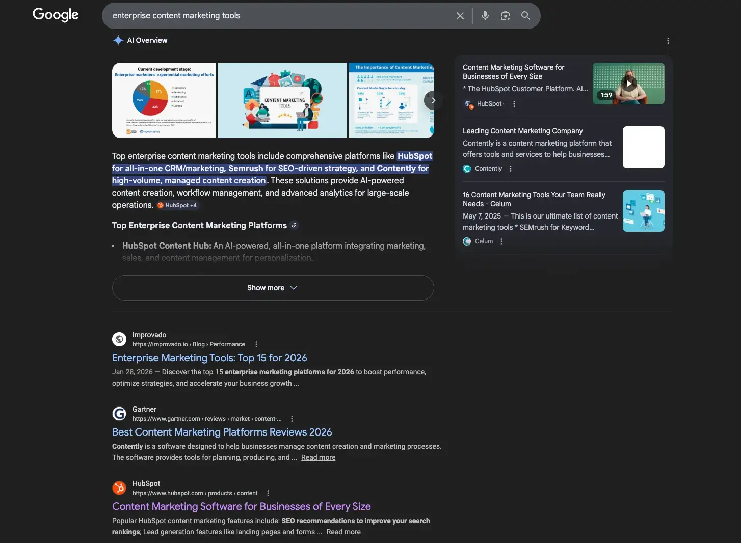 zero click search results for “enterprise content marketing tools”